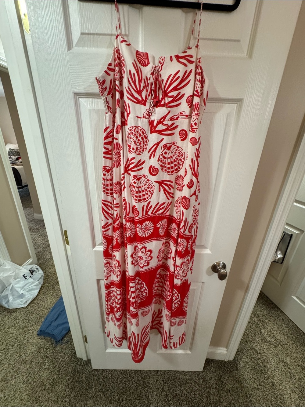 Calypso St. Barth White Maxi Dress with Red Shell Print